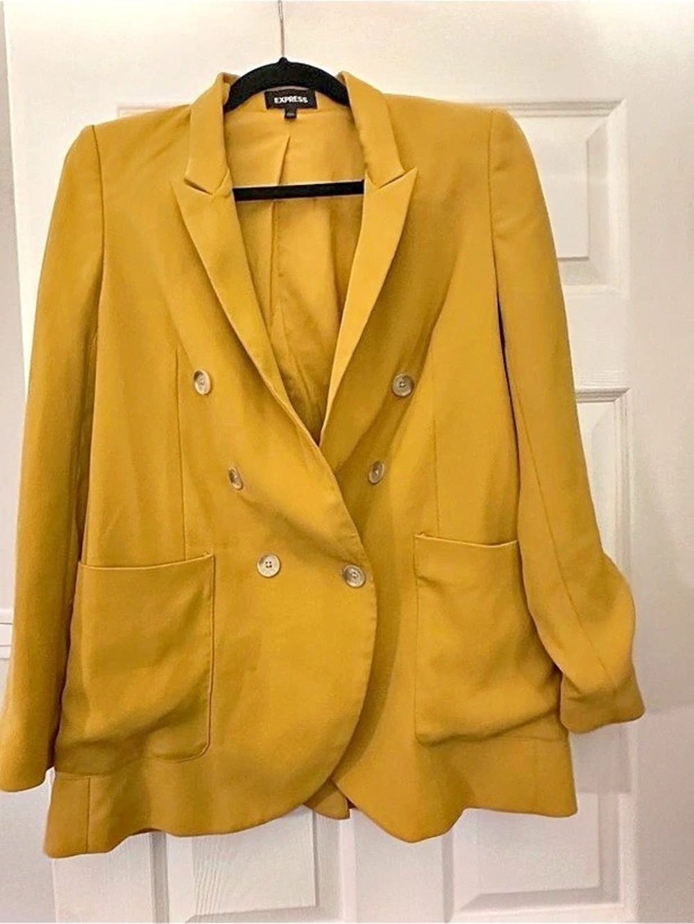 Express Double-Breasted Blazer in Mustard Yellow Like New
